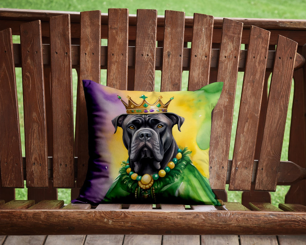 Cane Corso King of Mardi Gras Decorative Throw Pillow 14x14 Indoor Outdoor Accent Cushion, Fabric Cover with Insert for Sofa, Bed, Porch & Living Room