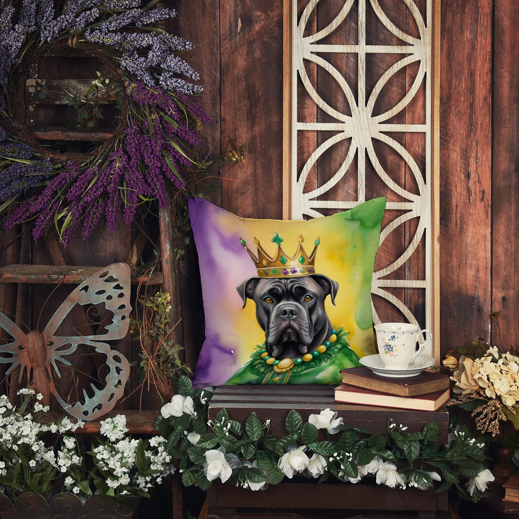 Cane Corso King of Mardi Gras Decorative Throw Pillow 14x14 Indoor Outdoor Accent Cushion, Fabric Cover with Insert for Sofa, Bed, Porch & Living Room