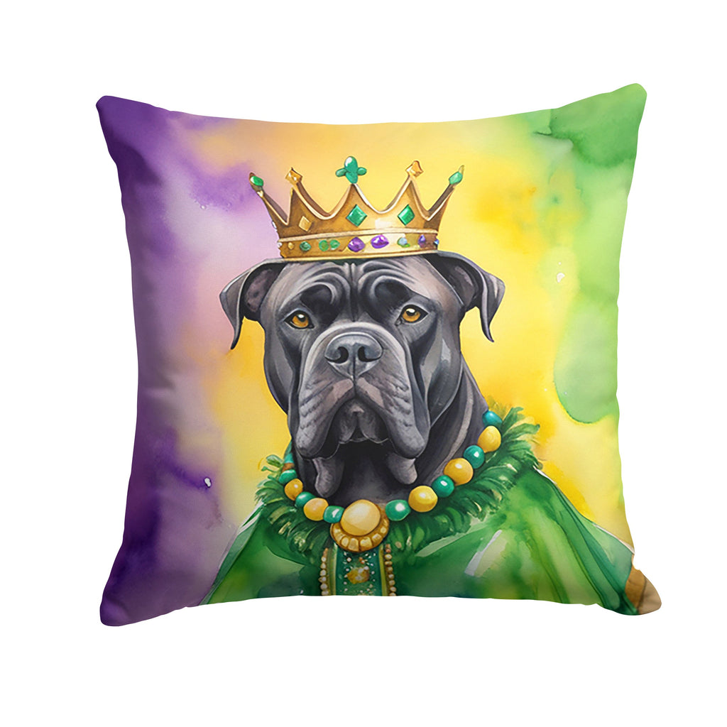 Cane Corso King of Mardi Gras Decorative Throw Pillow 18x18 Indoor Outdoor Accent Cushion, Fabric Cover with Insert for Sofa, Bed, Porch & Living Room