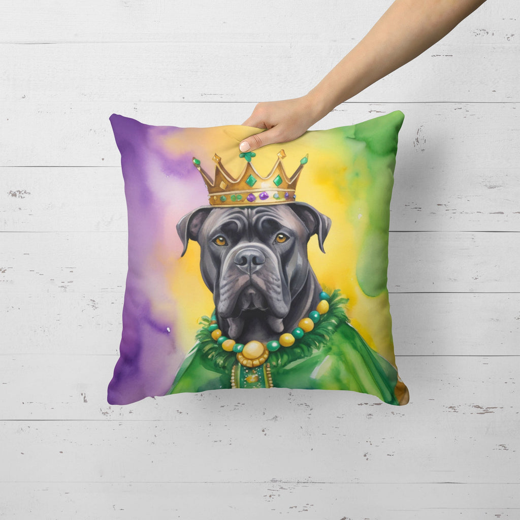 Cane Corso King of Mardi Gras Decorative Throw Pillow 18x18 Indoor Outdoor Accent Cushion, Fabric Cover with Insert for Sofa, Bed, Porch & Living Room