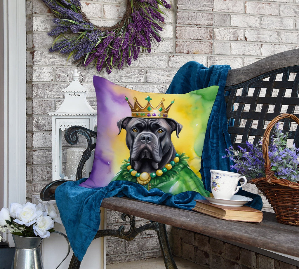 Cane Corso King of Mardi Gras Decorative Throw Pillow 18x18 Indoor Outdoor Accent Cushion, Fabric Cover with Insert for Sofa, Bed, Porch & Living Room