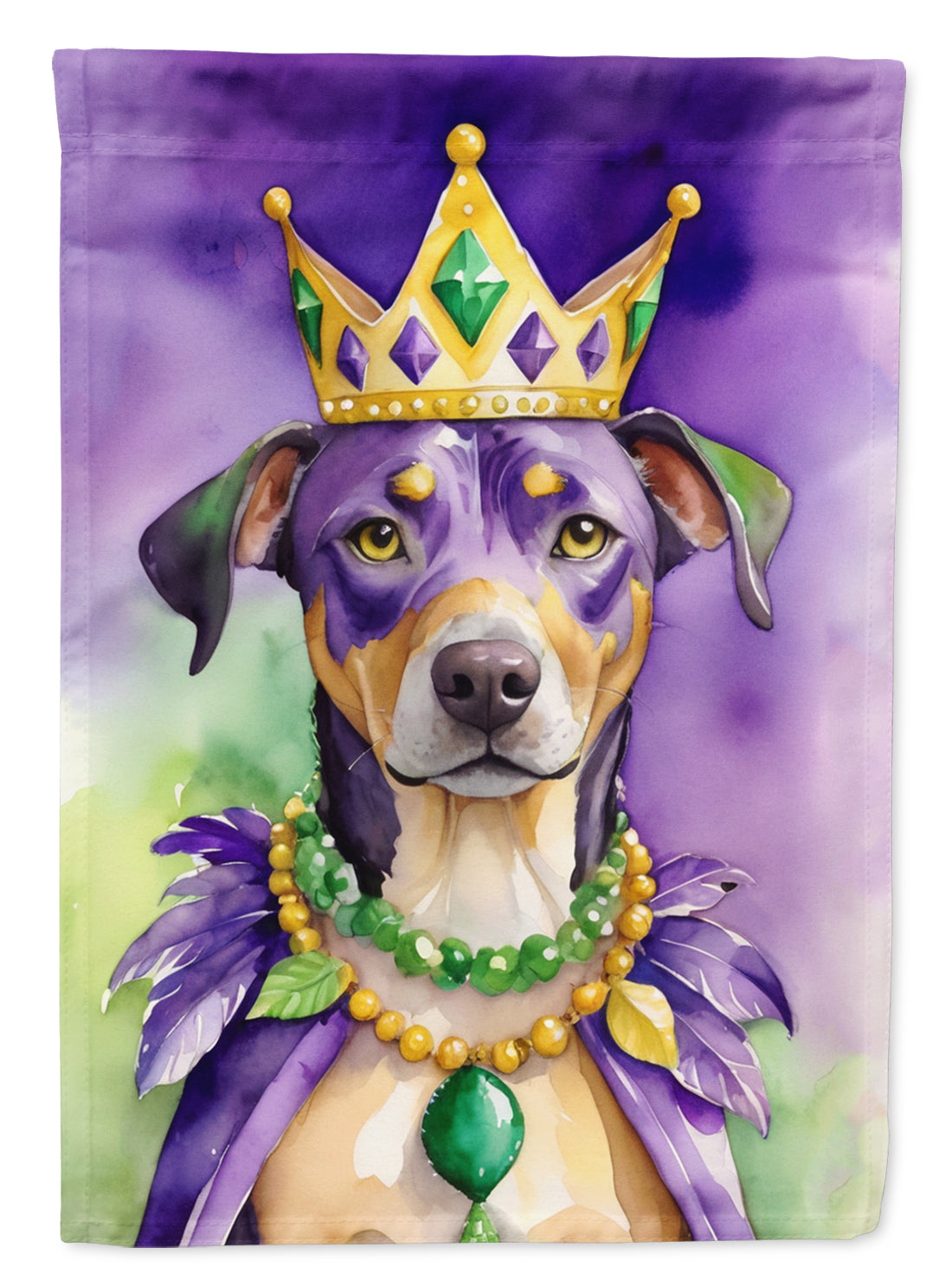 Catahoula King of Mardi Gras House Flag 28x40 Porch Sleeve Pole Decorative Outside Yard Banner Artwork Wall Hanging, Polyester