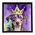 Catahoula King of Mardi Gras Framed Metal Print Bathroom, Kitchen, Office, Home Decor Wall Art Ready to Hang, Square, 8X8