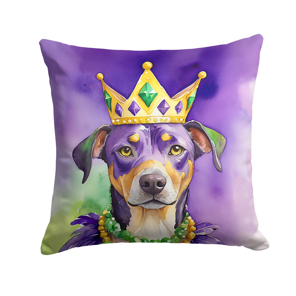Catahoula King of Mardi Gras Decorative Throw Pillow 14x14 Indoor Outdoor Accent Cushion, Fabric Cover with Insert for Sofa, Bed, Porch & Living Room