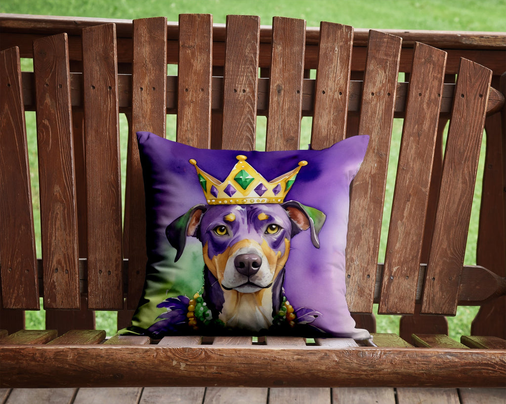 Catahoula King of Mardi Gras Decorative Throw Pillow 14x14 Indoor Outdoor Accent Cushion, Fabric Cover with Insert for Sofa, Bed, Porch & Living Room