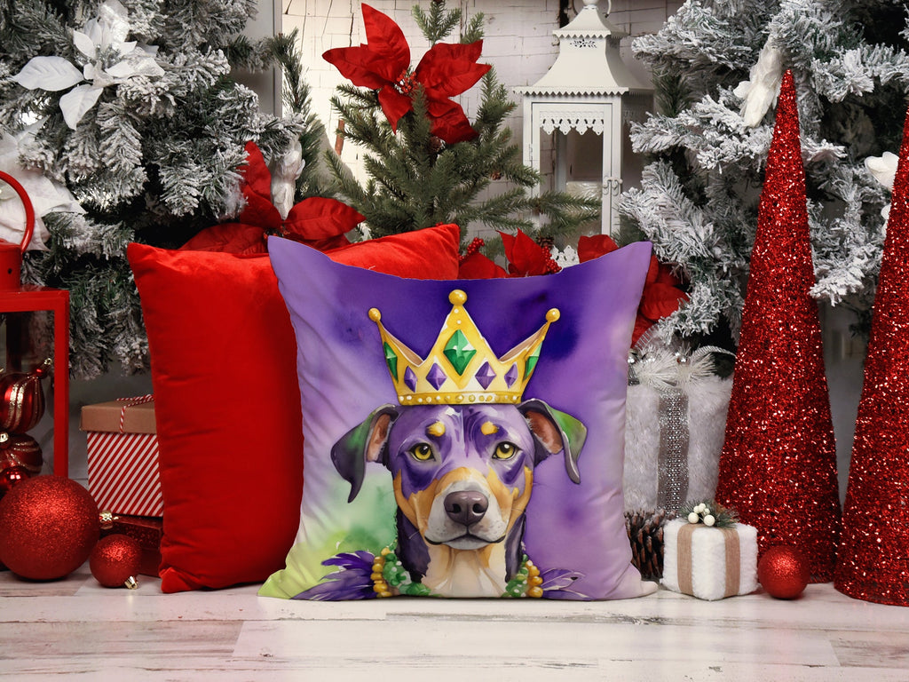 Catahoula King of Mardi Gras Decorative Throw Pillow 14x14 Indoor Outdoor Accent Cushion, Fabric Cover with Insert for Sofa, Bed, Porch & Living Room