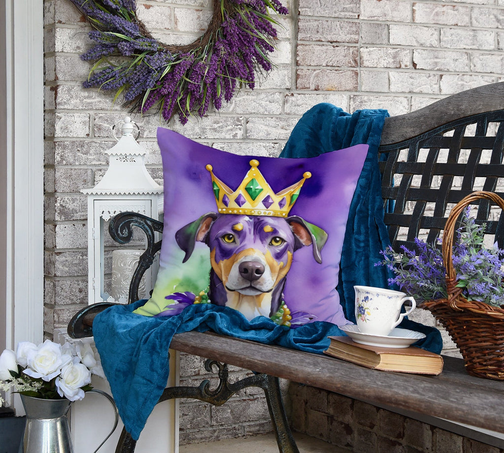 Catahoula King of Mardi Gras Decorative Throw Pillow 18x18 Indoor Outdoor Accent Cushion, Fabric Cover with Insert for Sofa, Bed, Porch & Living Room