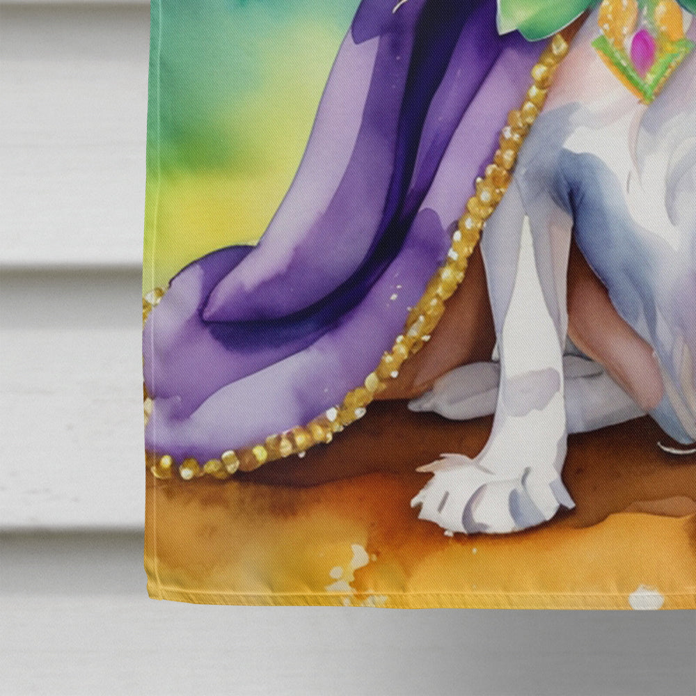 Cavalier Spaniel King of Mardi Gras House Flag 28x40 Porch Sleeve Pole Decorative Outside Yard Banner Artwork Wall Hanging, Polyester