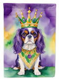 Cavalier Spaniel King of Mardi Gras House Flag 28x40 Porch Sleeve Pole Decorative Outside Yard Banner Artwork Wall Hanging, Polyester