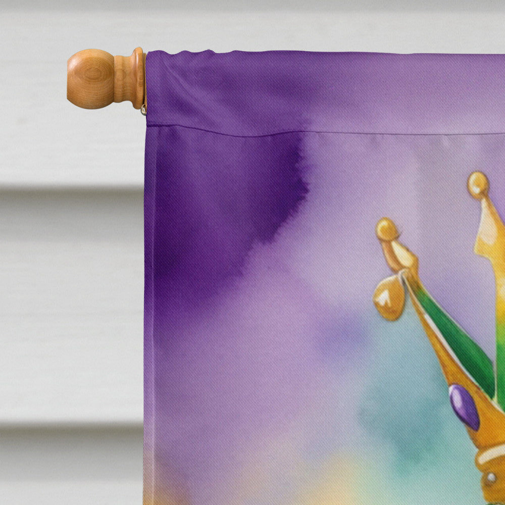Cavalier Spaniel King of Mardi Gras House Flag 28x40 Porch Sleeve Pole Decorative Outside Yard Banner Artwork Wall Hanging, Polyester