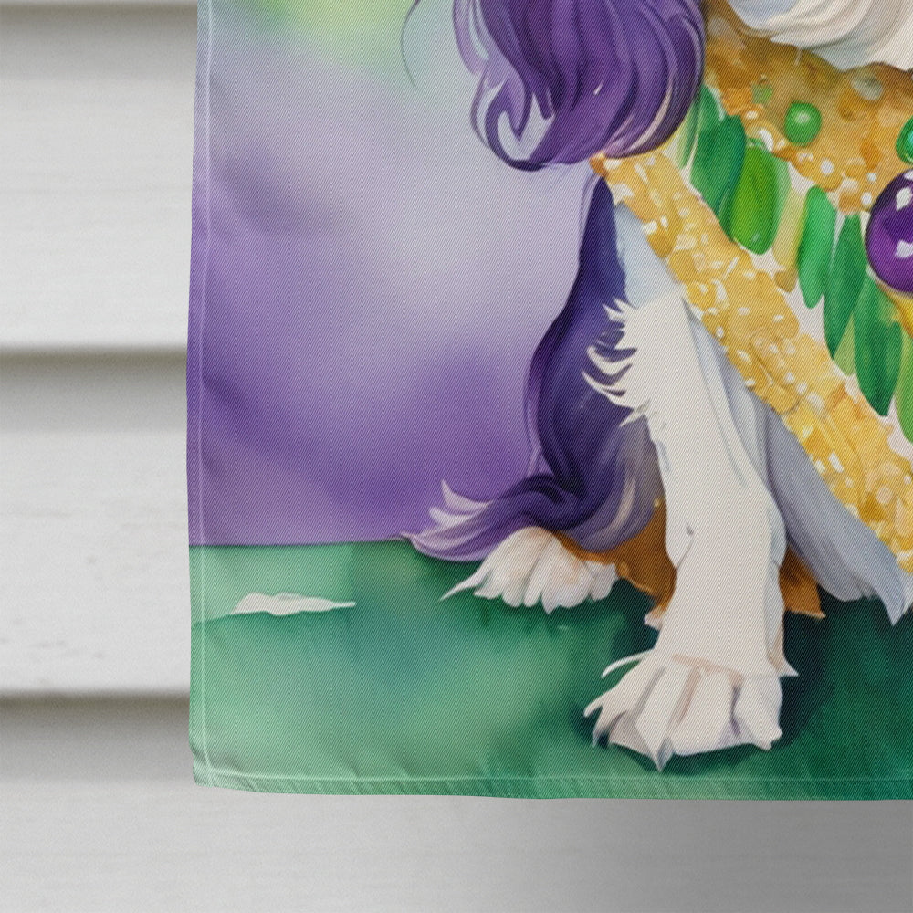 Cavalier Spaniel King of Mardi Gras House Flag 28x40 Porch Sleeve Pole Decorative Outside Yard Banner Artwork Wall Hanging, Polyester