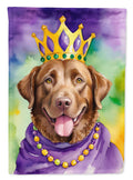 Chesapeake Bay Retriever King of Mardi Gras House Flag 28x40 Porch Sleeve Pole Decorative Outside Yard Banner Artwork Wall Hanging, Polyester