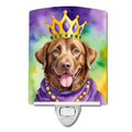 Chesapeake Bay Retriever King of Mardi Gras Ceramic Night Light Compact, UL-Certified, Ideal for Bedroom, Bathroom, Nursery, Hallway, Kitchen, 6x4x3, Multicolor