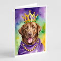 Chesapeake Bay Retriever King of Mardi Gras Greeting Cards Pack of 8 Blank Cards with Envelopes Whimsical A7 Size 5x7