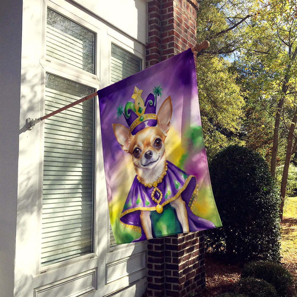 Chihuahua King of Mardi Gras House Flag 28x40 Porch Sleeve Pole Decorative Outside Yard Banner Artwork Wall Hanging, Polyester