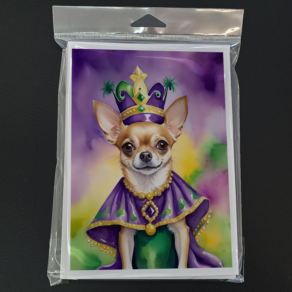 Chihuahua King of Mardi Gras Greeting Cards Pack of 8 Blank Cards with Envelopes Whimsical A7 Size 5x7