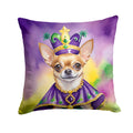 Chihuahua King of Mardi Gras Decorative Throw Pillow 18x18 Indoor Outdoor Accent Cushion, Fabric Cover with Insert for Sofa, Bed, Porch & Living Room
