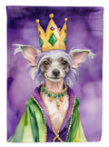 Chinese Crested King of Mardi Gras House Flag 28x40 Porch Sleeve Pole Decorative Outside Yard Banner Artwork Wall Hanging, Polyester