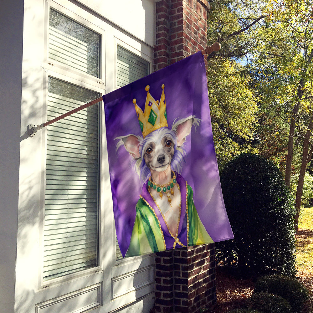 Chinese Crested King of Mardi Gras House Flag 28x40 Porch Sleeve Pole Decorative Outside Yard Banner Artwork Wall Hanging, Polyester