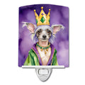 Chinese Crested King of Mardi Gras Ceramic Night Light Compact, UL-Certified, Ideal for Bedroom, Bathroom, Nursery, Hallway, Kitchen, 6x4x3, Multicolor