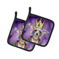 Chinese Crested King of Mardi Gras Pot Holder Set of 2 Heat Resistant Quilted Hot Pads 7.5 x 7.5 Inch, Insulated Kitchen Trivets for Cooking & Baking