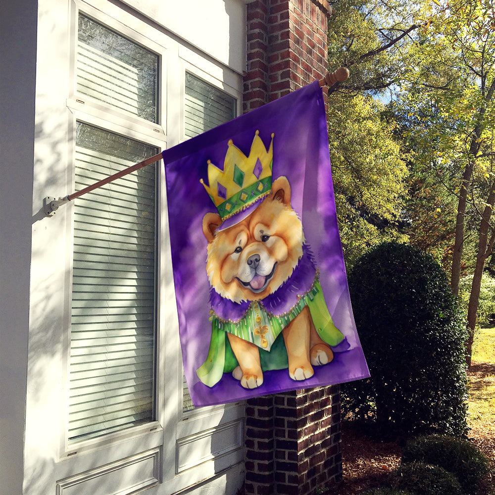 Chow Chow King of Mardi Gras House Flag 28x40 Porch Sleeve Pole Decorative Outside Yard Banner Artwork Wall Hanging, Polyester