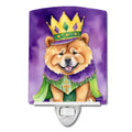 Chow Chow King of Mardi Gras Ceramic Night Light Compact, UL-Certified, Ideal for Bedroom, Bathroom, Nursery, Hallway, Kitchen, 6x4x3, Multicolor