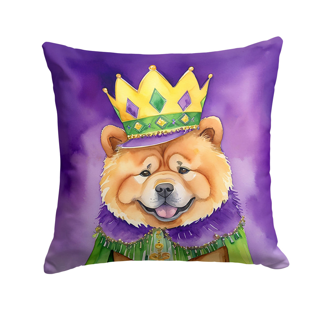 Chow Chow King of Mardi Gras Decorative Throw Pillow 14x14 Indoor Outdoor Accent Cushion, Fabric Cover with Insert for Sofa, Bed, Porch & Living Room