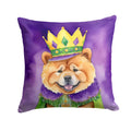 Chow Chow King of Mardi Gras Decorative Throw Pillow 18x18 Indoor Outdoor Accent Cushion, Fabric Cover with Insert for Sofa, Bed, Porch & Living Room