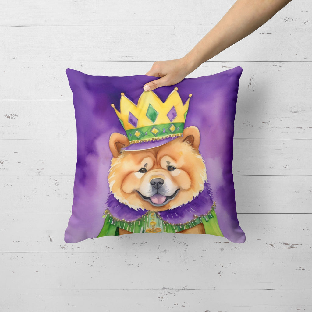 Chow Chow King of Mardi Gras Decorative Throw Pillow 18x18 Indoor Outdoor Accent Cushion, Fabric Cover with Insert for Sofa, Bed, Porch & Living Room