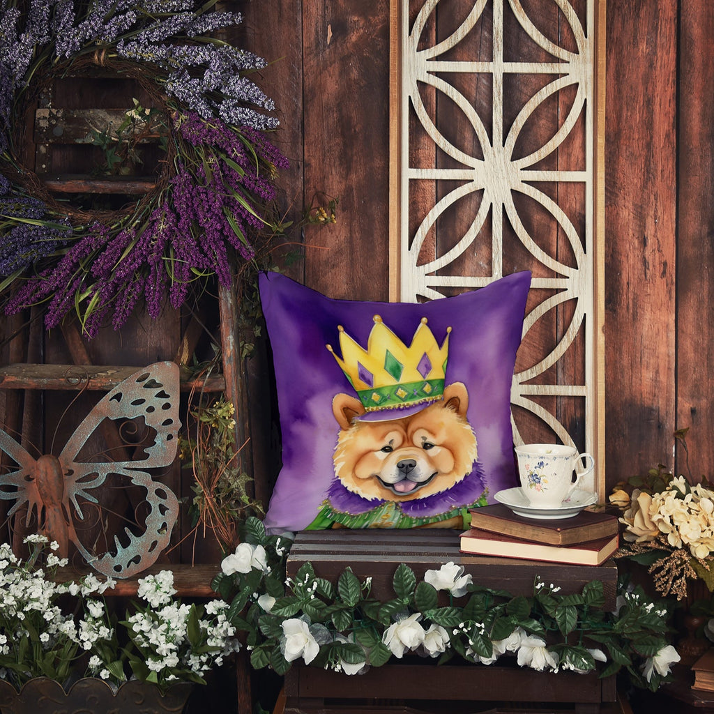 Chow Chow King of Mardi Gras Decorative Throw Pillow 18x18 Indoor Outdoor Accent Cushion, Fabric Cover with Insert for Sofa, Bed, Porch & Living Room