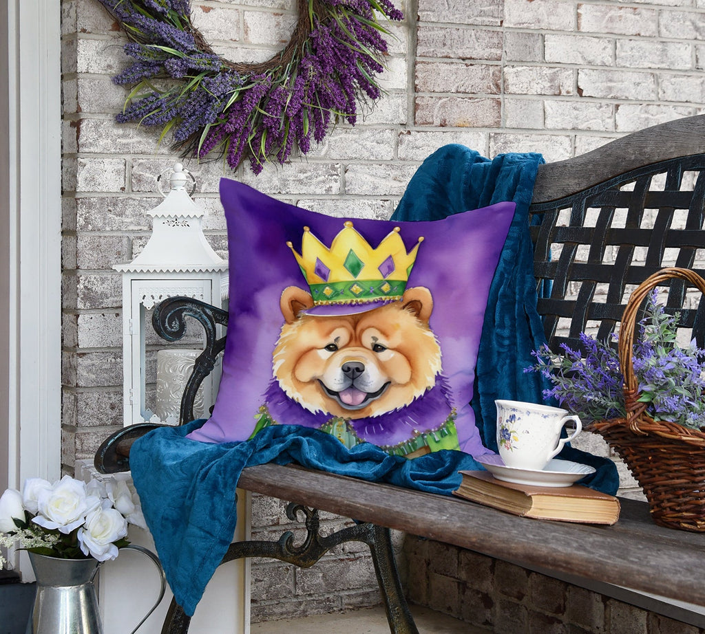 Chow Chow King of Mardi Gras Decorative Throw Pillow 18x18 Indoor Outdoor Accent Cushion, Fabric Cover with Insert for Sofa, Bed, Porch & Living Room