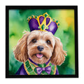 Cockapoo King of Mardi Gras Framed Metal Print Bathroom, Kitchen, Office, Home Decor Wall Art Ready to Hang, Square, 8X8