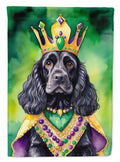 Cocker Spaniel King of Mardi Gras House Flag 28x40 Porch Sleeve Pole Decorative Outside Yard Banner Artwork Wall Hanging, Polyester