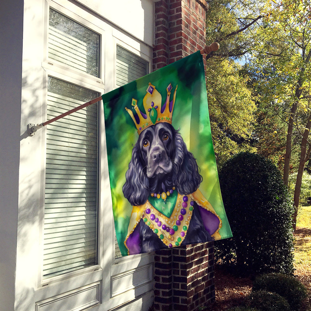 Cocker Spaniel King of Mardi Gras House Flag 28x40 Porch Sleeve Pole Decorative Outside Yard Banner Artwork Wall Hanging, Polyester