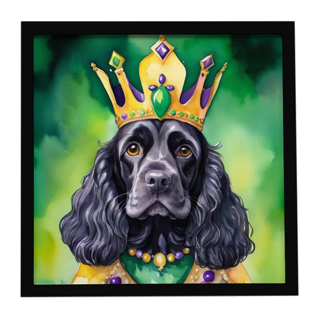 Cocker Spaniel King of Mardi Gras Framed Metal Print Bathroom, Kitchen, Office, Home Decor Wall Art Ready to Hang, Square, 8X8