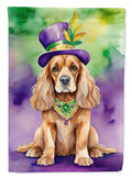 Cocker Spaniel King of Mardi Gras House Flag 28x40 Porch Sleeve Pole Decorative Outside Yard Banner Artwork Wall Hanging, Polyester