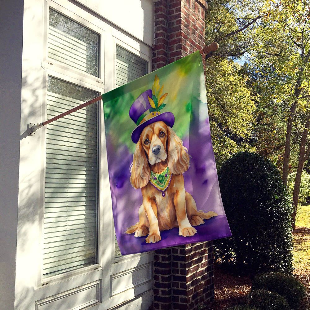 Cocker Spaniel King of Mardi Gras House Flag 28x40 Porch Sleeve Pole Decorative Outside Yard Banner Artwork Wall Hanging, Polyester