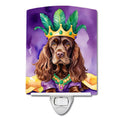 Cocker Spaniel King of Mardi Gras Ceramic Night Light Compact, UL-Certified, Ideal for Bedroom, Bathroom, Nursery, Hallway, Kitchen, 6x4x3, Multicolor