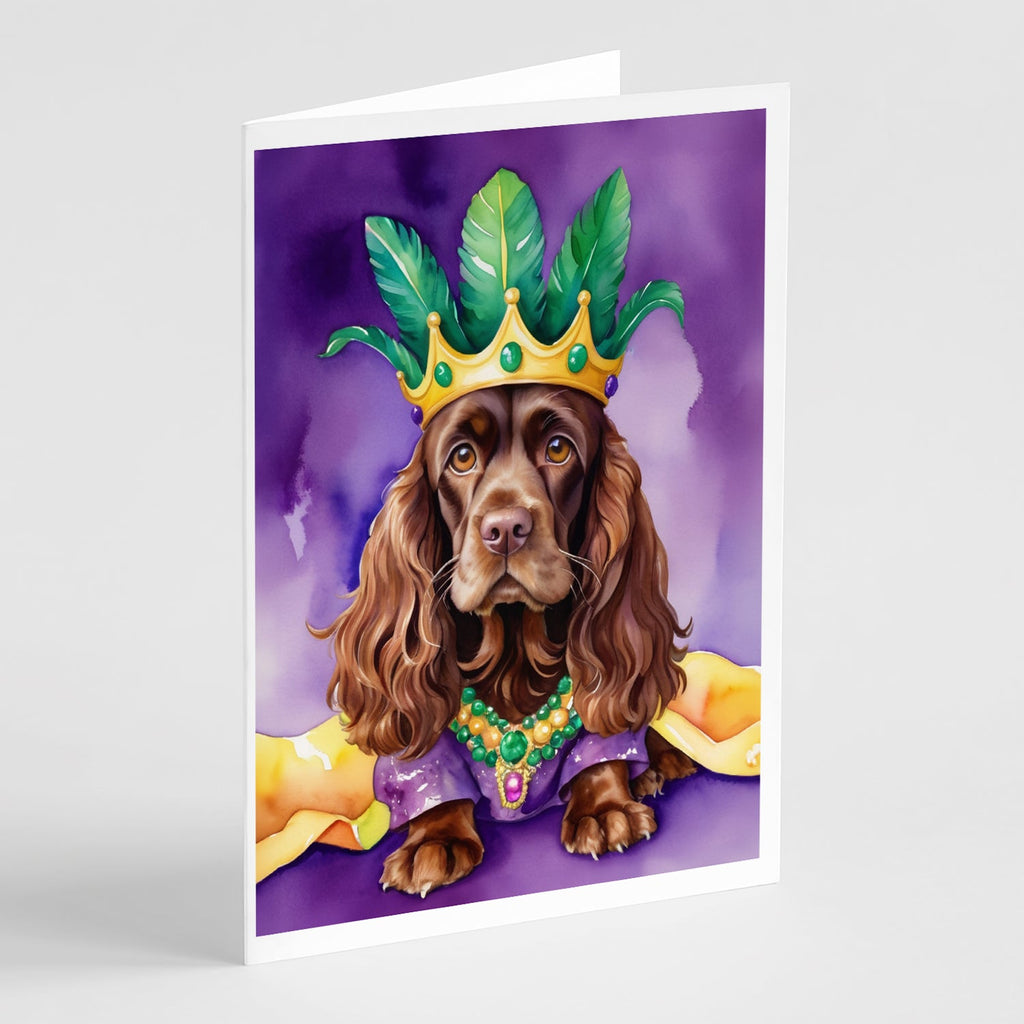 Cocker Spaniel King of Mardi Gras Greeting Cards Pack of 8 Blank Cards with Envelopes Whimsical A7 Size 5x7