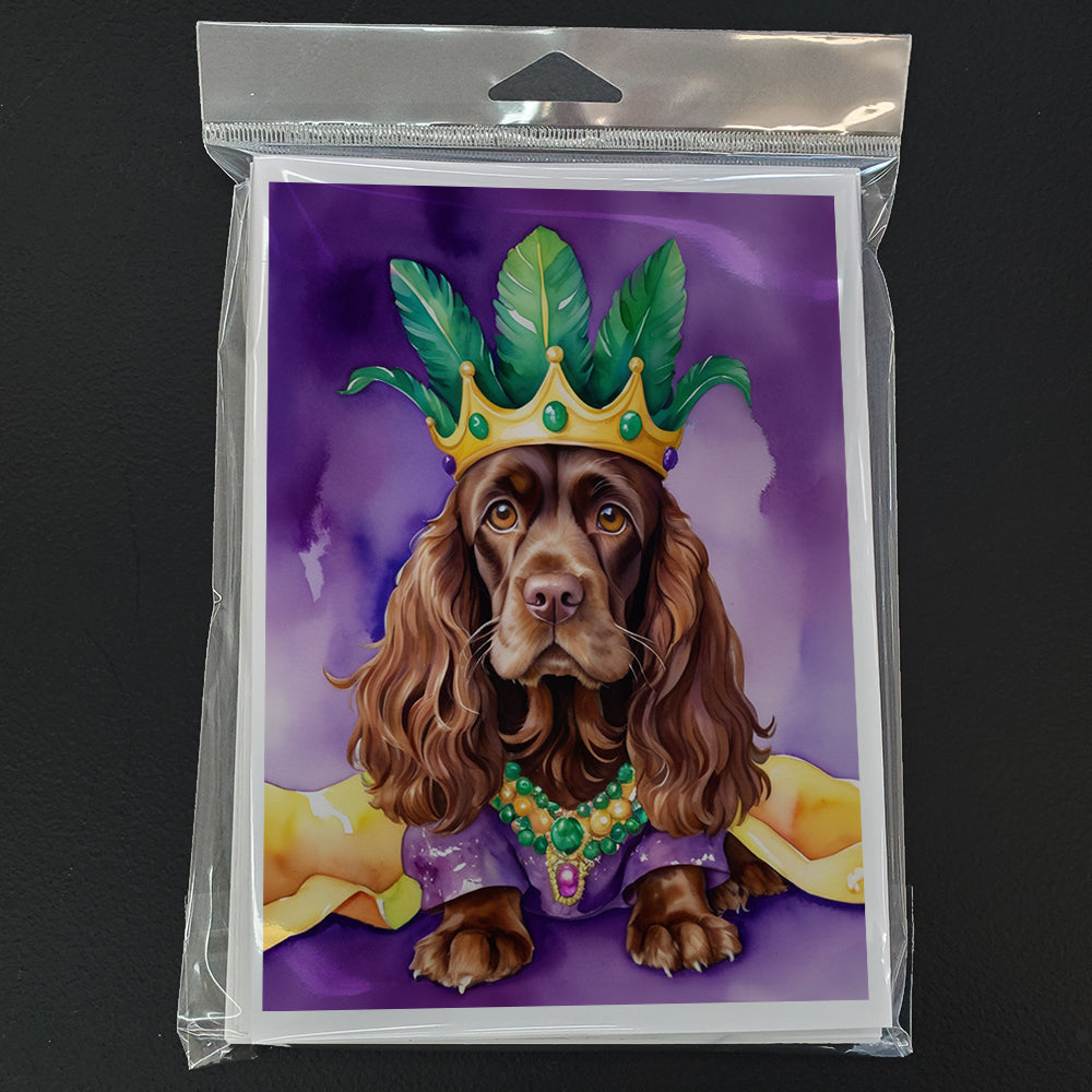 Cocker Spaniel King of Mardi Gras Greeting Cards Pack of 8 Blank Cards with Envelopes Whimsical A7 Size 5x7
