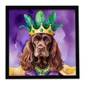 Cocker Spaniel King of Mardi Gras Framed Metal Print Bathroom, Kitchen, Office, Home Decor Wall Art Ready to Hang, Square, 8X8
