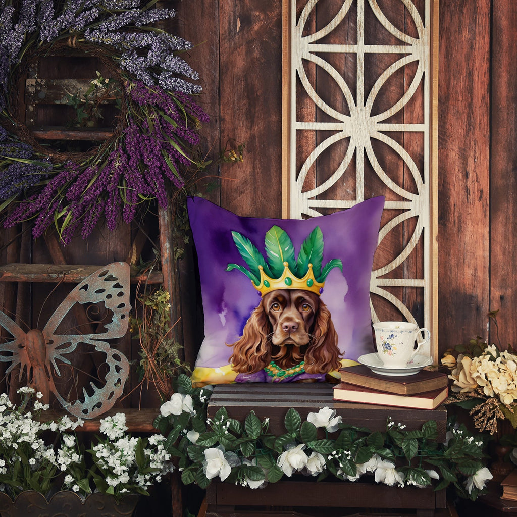 Cocker Spaniel King of Mardi Gras Decorative Throw Pillow 18x18 Indoor Outdoor Accent Cushion, Fabric Cover with Insert for Sofa, Bed, Porch & Living Room