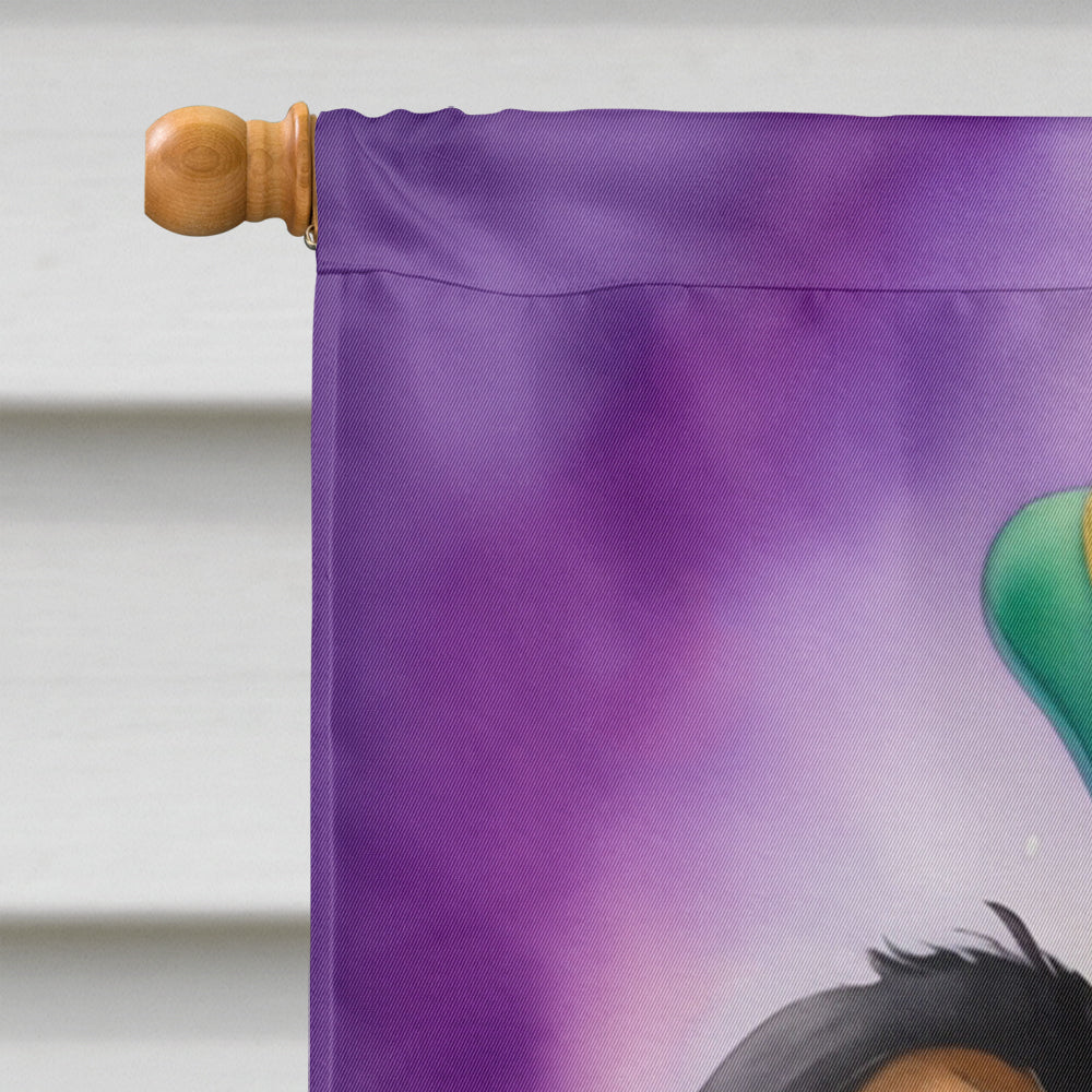 Collie King of Mardi Gras House Flag 28x40 Porch Sleeve Pole Decorative Outside Yard Banner Artwork Wall Hanging, Polyester