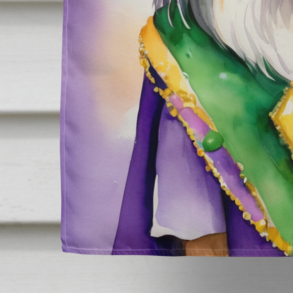 Collie King of Mardi Gras House Flag 28x40 Porch Sleeve Pole Decorative Outside Yard Banner Artwork Wall Hanging, Polyester