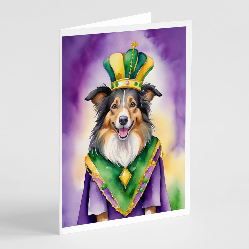 Collie King of Mardi Gras Greeting Cards Pack of 8 Blank Cards with Envelopes Whimsical A7 Size 5x7