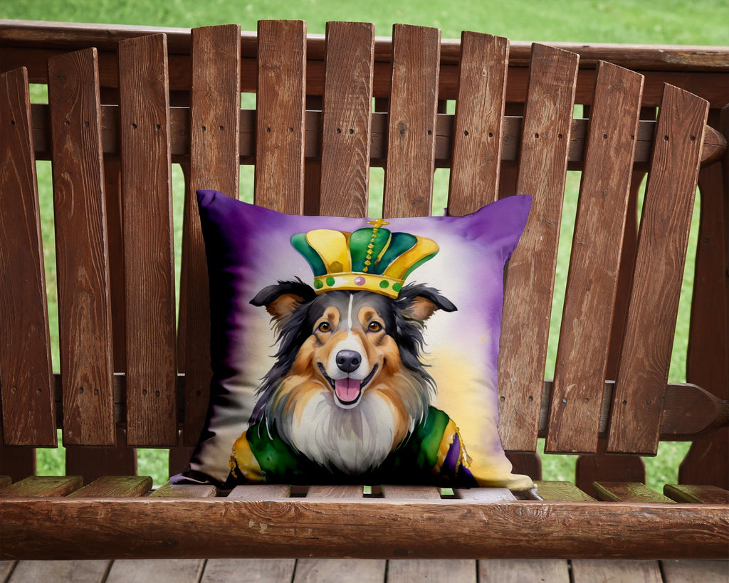 Collie King of Mardi Gras Decorative Throw Pillow 14x14 Indoor Outdoor Accent Cushion, Fabric Cover with Insert for Sofa, Bed, Porch & Living Room