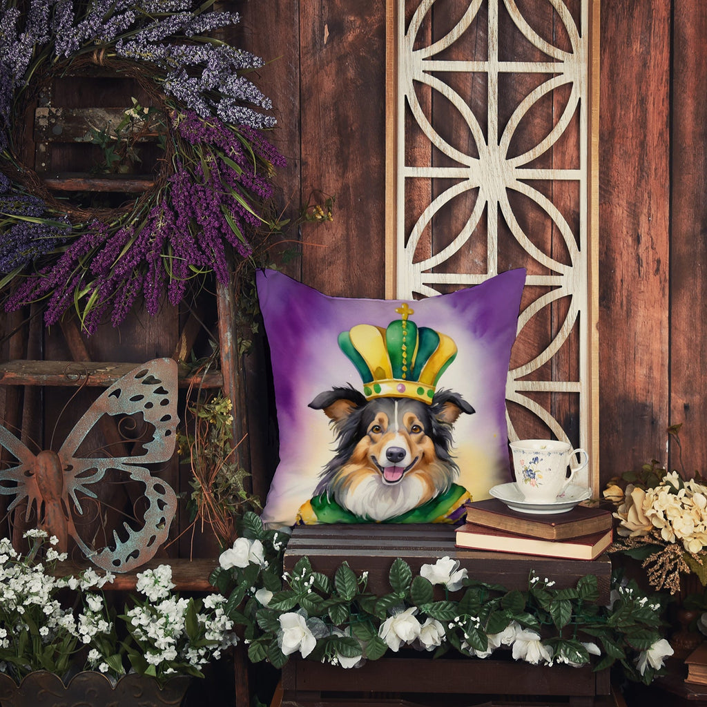 Collie King of Mardi Gras Decorative Throw Pillow 14x14 Indoor Outdoor Accent Cushion, Fabric Cover with Insert for Sofa, Bed, Porch & Living Room