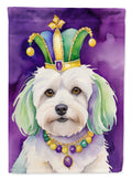 Coton de Tulear King of Mardi Gras House Flag 28x40 Porch Sleeve Pole Decorative Outside Yard Banner Artwork Wall Hanging, Polyester