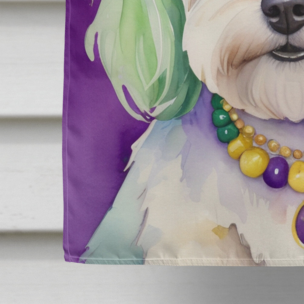 Coton de Tulear King of Mardi Gras House Flag 28x40 Porch Sleeve Pole Decorative Outside Yard Banner Artwork Wall Hanging, Polyester